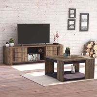 pack muebles comedor estilo industrial monaco color roble oscuro y negro
