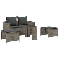 set de muebles de jardin 5 uds  conjunto de comedor  conjunto de descanso y cojines apilables gris