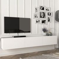 mueble tv suspendido vihti aglomerado 180 x 31 x 30 cm - blanco encasa