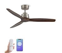 yoevu helix - ventilador de techo con mando y wifi  compatible con alexa y app  30 w  6 velocidades  motor dc  3 aspas 132 diametro  modo verano-invierno madera oscura sin luz