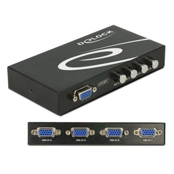 Delock Conmutador Bidireccional Manual VGA 4 Puertos