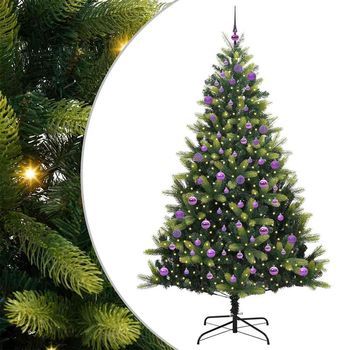 Árbol De Navidad Artificial Plegable 300 Leds Verde 240 Cm