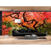 fotomural vinilo arbol tonalidad rosa 350 x 250 cm
