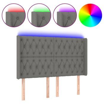 Cabecero Con Led De Tela Gris Oscuro 147x16x118/128 Cm