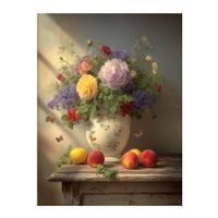 cuadro con flores y frutas aluminio-dibond multicolor 60x80 cm