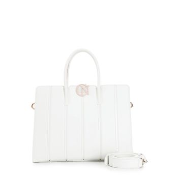 bolso shopping con el accesorio cafènoir en contraste white