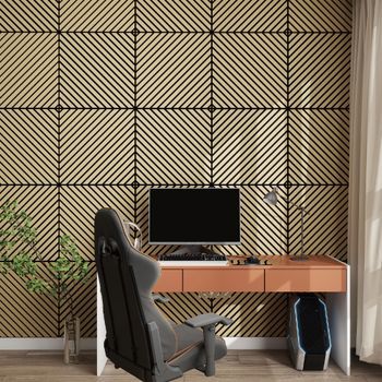 Set De 8 Paneles Acústicos Vang 3d 2,88 M² Lamas Diagonales - Roble [neu.holz]