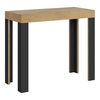 Consola extensible 90x40/196 cm efecto madera roble natural, hierro
