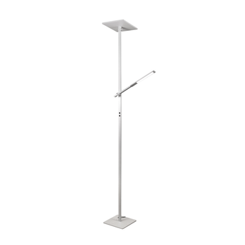Ideal - Lámpara De Pie Led De Metal Blanco H.180 Cm Fabas Luce - 2 Luces De 40w Y 8w Con Led Integrado 3000k