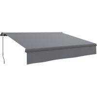 outsunny toldo manual retractil para jardin con manivela proteccion uv estructura de metal y aluminio 295x200 cm gris