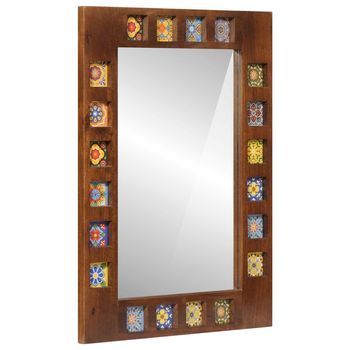 Espejo De Baño Nogal 50 X 70 X 2,5 Cm Madera De Mango Maciza Vidaxl