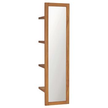 Espejo De Pared Con Estantes Madera De Teca Maciza 30x30x120 Cm Vidaxl