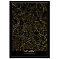 panorama cuadro de aluminio mapa oro de madrid 70x100 cm