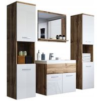 conjunto de muebles de bano montreal xl juego de muebles de bano muebles de bano pequenos lavabo incluido color wotanblanco brillo