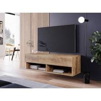 mueble de tv lowboard a 100 cm mueble de television mueble de salon sin iluminacion led color castano