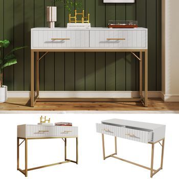 Tocador - Mueble De Dormitorio - Tablero De Partículas Y Metal - Blanco (100x45x75cm)