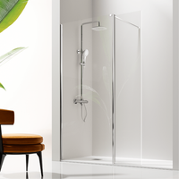 panel fijo de ducha  puerta abatible giro  125 cm cristal transparente