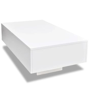 Mesa de centro madera blanco brillante 85x55x31 cm