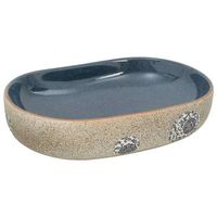 lavabo sobre encimera  lavabo de bano moderno ovalado arena y azul ceramica 59x40x14 cm