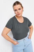 yours body gris manga corta mujer curvy y tallas grandes yours