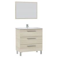 mueble de bano alise 3 cajones espejo y con lavabo color roble