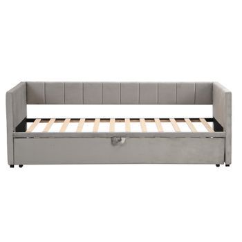Sofá Cama Reclinable 90/180x200 Cm,multifuncional De Terciopelo Gris Hipoalergénico Con Somier,diseño Espacio Ahorro,estructura Resistente Mdf Fsc,cómoda Respaldo Acolchado Y Dos Brazos,fácil Montaje