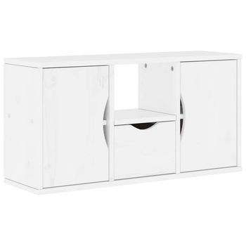 Mueble Para Tv | Mueble De Salón | Mesa De Tv Con Cajón Odda Blanco 79x24x40 Cm Madera Pino