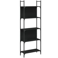 estanteria  libreria de 5 estantes madera negro 605x24x1665 cm
