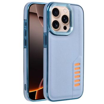 Cool Milano Funda Reforzada de TPU y Polipiel Azul para iPhone 16 Pro Max