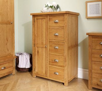 Robyn Oak 1 Door 5 Drawer Wardrobe