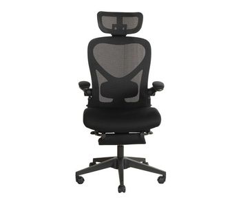 Silla de oficina ergonómica plegable con soporte lumbar - reposabrazos abatibles, asiento de espuma, reposacabezas 3d, pedales de trabajo - negro