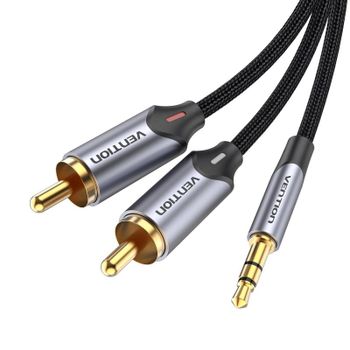 Cable de audio Vention BCNBI Jack 3.5mm macho a 2x RCA macho 3m gris alta fidelidad