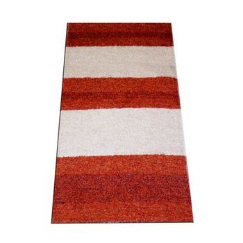 Alfombra Artesanal De Pelo Normal 70% Algodón 120x160cm Color Naranja