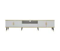 mueble tv 200x40x46 cm - madera 2 puertas 1 cajon para tv hasta 90 - blanco