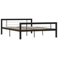 estructura de cama de metal negro y blanco 140x200 cm