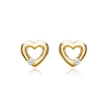 Pendientes 14 quilates oro amarillo 2 diamantes 0,052 ct.