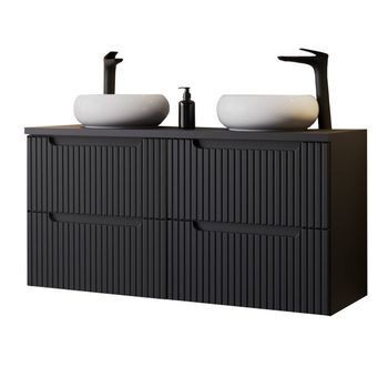 Mueble De Baño Con Doble Lavabo Newport Con 4 Cajones Mdf / Cerámica 120 X 72 X 40 Cm - Negro