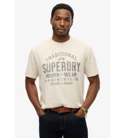 superdry para hombre m1012204a camiseta machined goods workwear blanco crema xxl casual algodon manga corta