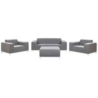 conjunto de jardin 5 plazas de poliester gris blanco patas metal rovigo