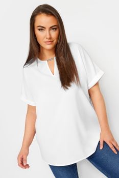 Yours Blusa Blanca Escote De Muesca, Mujer Curvy Y Tallas Grandes, Yours