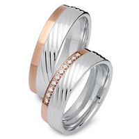 alianzas 14 quilates oro rojo-blanco 10 diamantes