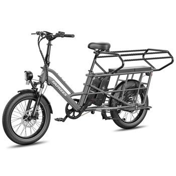 Bicicleta Eléctrica Fafrees Ff20 Cuv Asiento Doble Infantil Bici 30ah, 0-12 Años Carga 100kg Bastidor Acero Anticorrosivo Metalizado-gris