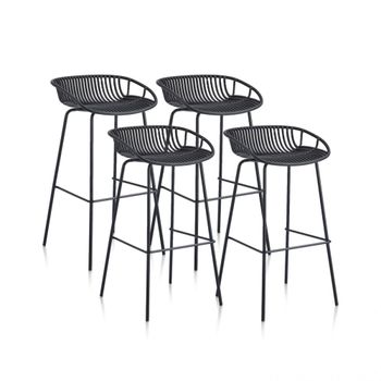 Pack 4 taburetes altos 88x47 cm polipropileno negro