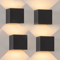 nettlife aplique exterior aplique interior led juego de 4 negro oro 5w ip65 orientable 3000k