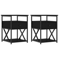 pack 2 uds mesitas de noche  mesa auxiliar  mesilla madera de ingenieria negro 40x42x55 cm