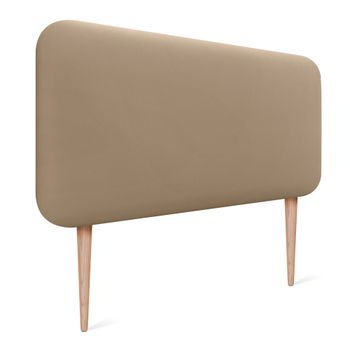 Dhome Cabecero Tapizado Liso Redondeado Polipiel Con Patas Para Pared Acústicos Cabeceros Absorbentes Cabezal Cama Dormitorio (marrón Claro, 110cm)