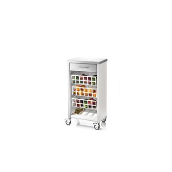 Carrito De Cocina Moher Con Encimera Inox, 3 Cestas, Cajón Y Botellero,,blanco