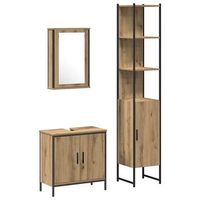 juego de muebles de bano  armario de bano 3 piezas marron madera de ingenieria