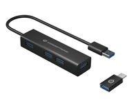 hub 30 conceptronic hubbies06b 4 puertos usb 30 con adaptador usb-c color negro carcasa de aluminio