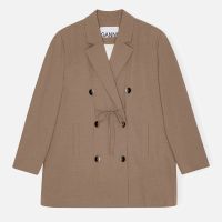 ganni drapey melange woven oversized blazer - lxl